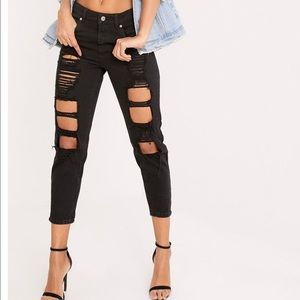 Black Extreme Shred Straight Leg Jean